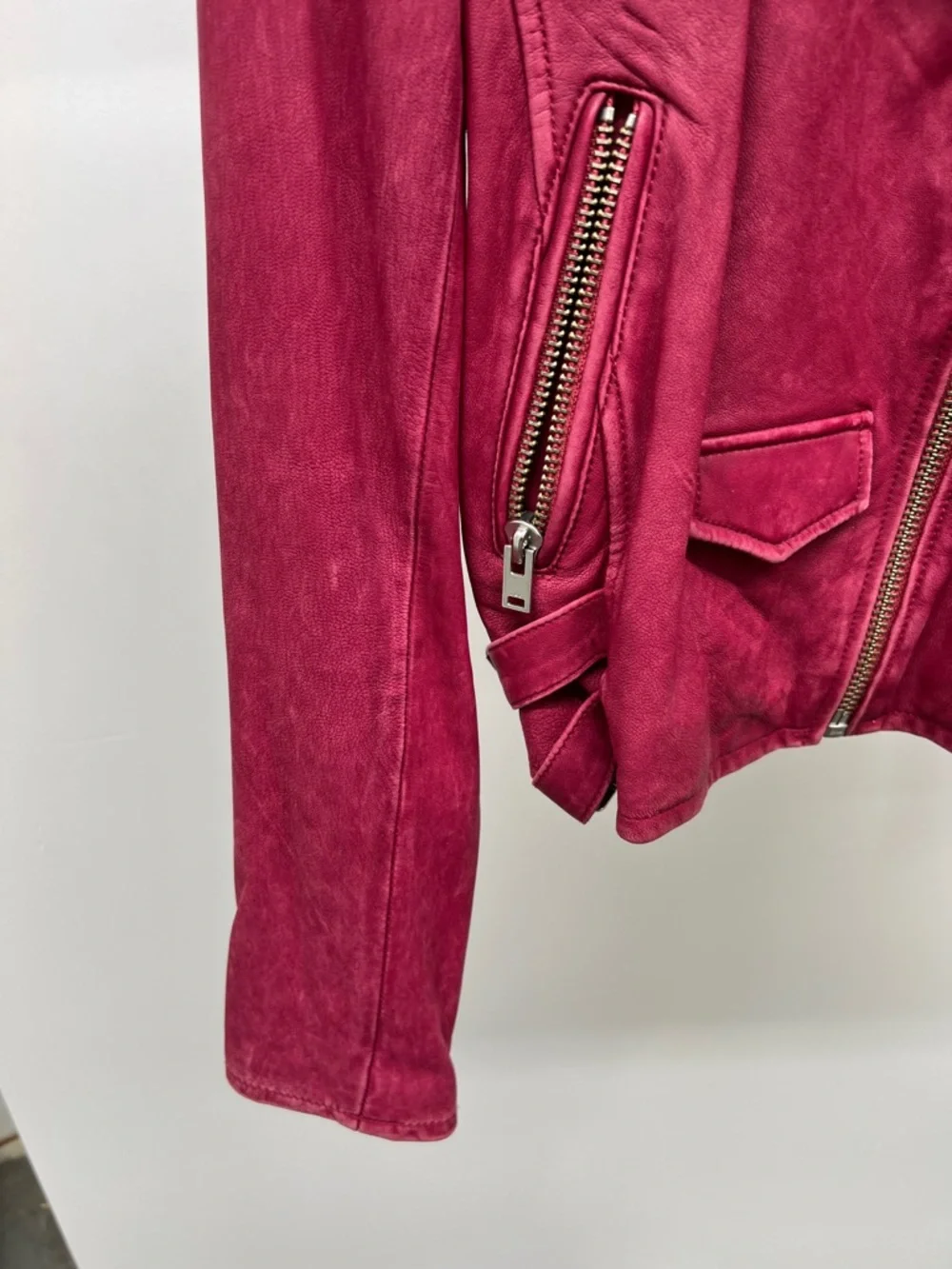 IRO Raspberry Leather Biker Jacket - Picture 4 of 9